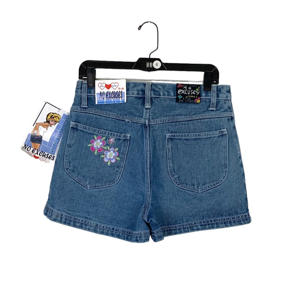 NWT vintage 90s no excuses floral embroidered high rise denim shorts size 11/12